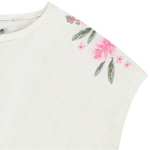 Top crop oversize elástico de manga corta para niña 