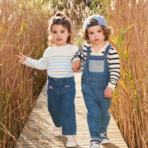 Petos largos de mezclilla con estampado de ballena para bebé niño 