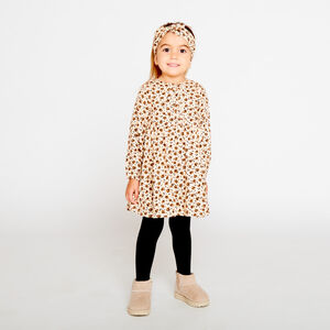 Vestido de manga larga con estampado de flores planas para bebé niña 