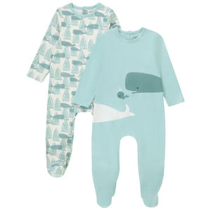 Lote de 2 peleles de punto estampado ballenas para bebé niño 