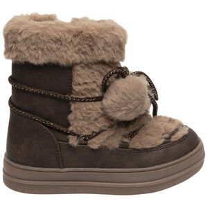 Botines de efecto piel con forro de peluche y pompones para niña 