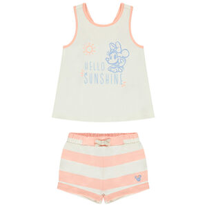Conjunto de short de felpa y camiseta sin mangas estampada de Minnie Disney para bebé niña 