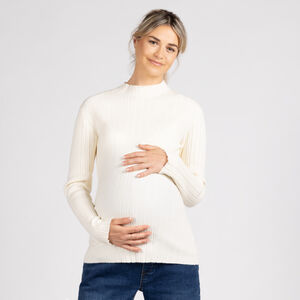 Jersey tipo calcetín acanalado con cuello alto para mujer 