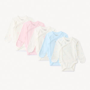 Lote de 5 bodies de manga larga con motivos para bebé prematura niña 