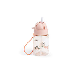 Botella con pajita 280 ml Tiny Farm rosa 