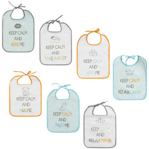 Lote de 7 baberos de toalla con mensajes estampados 