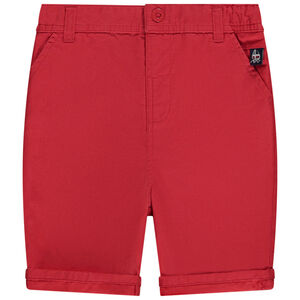 Bermudas lisas con etiqueta tejida para bebé niño 