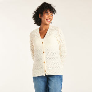 Chaleco de manga larga liso de punto fantasía para mujer 