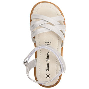 Sandalias plateadas con tiras cruzadas para niña 