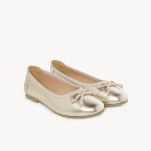 Bailarinas doradas efecto metalizado con lazo para niña 