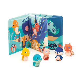 Libro de baño con 5 marionetas de animales marinos 