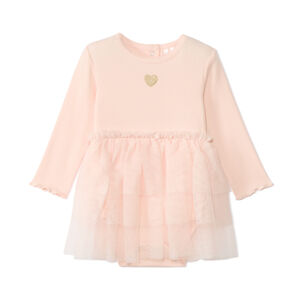 Vestido pelele efecto 2 en 1 con tul brillante para bebé niña 
