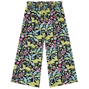 Pantalón amplio con frunce estampado jungla para niña 