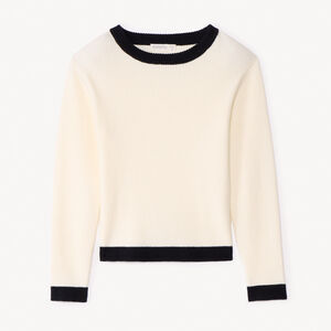 Jersey de manga larga de punto canalé con bordes contrastantes para niña 