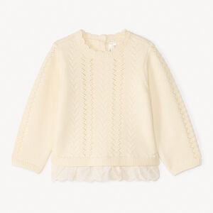 Suéter de punto con efecto 2-en-1 calado para niña bebé. 