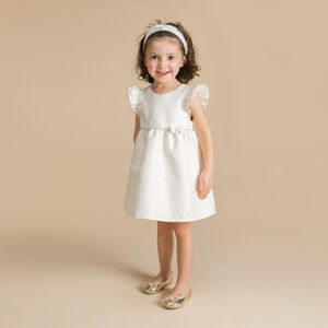 Vestido de ceremonia de jacquard floral con diadema para bebé niña 