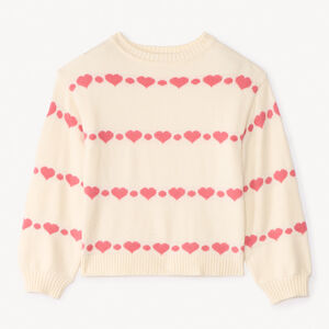 Suéter oversize de punto jacquard con corazones para niña 