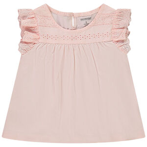 Camiseta manga corta con bordado inglés para niña 