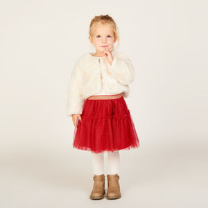 Chaleco de piel sintética con rosetas para bebé niña 