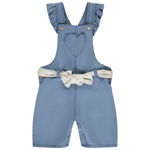 Salopette corta con volantes + cinturón de fantasía para niña 