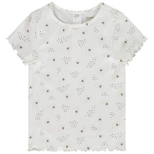 Camiseta manga corta acanalada y estampada para bebé niña 