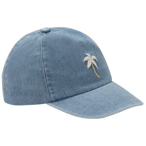Gorra de denim con palmera bordada para niña 