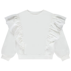 Sudadera lisa de felpa con volantes bordados para niña 