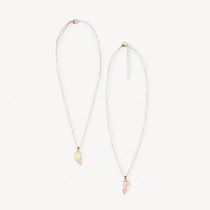 Lote de 2 collares de medio corazón iridiscentes para niña 