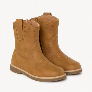 Botines marrones con cremallera estilo vaquero para niña 