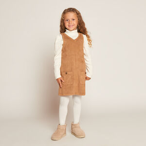 Vestido sin mangas forrado efecto ante para niña 