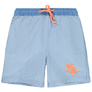 Bañador corto de rayas en seersucker para bebé niño 