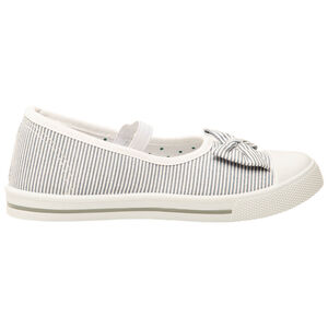 Babies rayadas de tela con lazo y tirante elástico para niña 