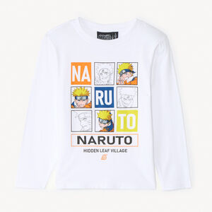 Camiseta de manga larga lisa con estampado grande de Naruto para niño 