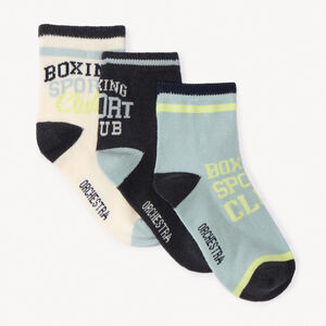 Lote de 3 pares de calcetines con estampado de boxeo para niño 