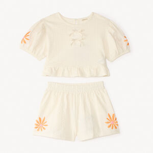 Conjunto corto de 2 piezas de seersucker para niña 