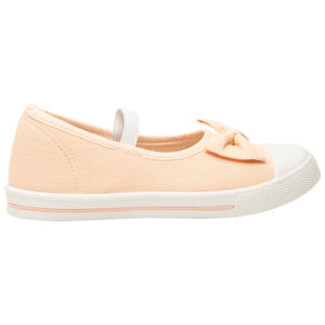 Merceditas nude de lona con lazo y tira elástica para niña 