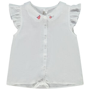 Camisa sin mangas con cuello babero bordado para niña 
