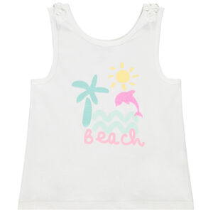 Camiseta sin mangas con lazos y estampado de purpurina para bebé niña 