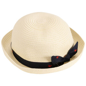 Sombrero bombín con cinta de mariposas y lazo para bebé niña 