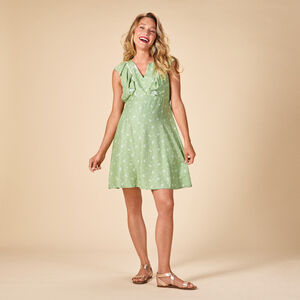 Vestido de manga corta con volantes y estampado cachemir para mujer 