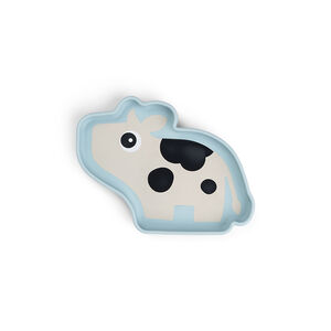 Plato de silicona con ventosa en forma de vaca Dotti azul 